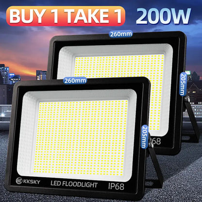Buy 1 Take 1 KKSKY 200W IP68 LED Floodlight, Bright Outdoor Security Light