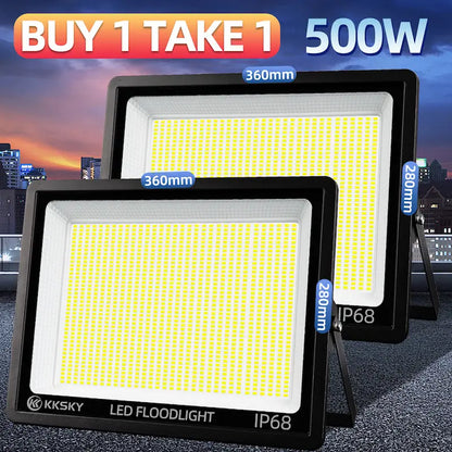 Buy 1 Take 1 KKSKY 500W IP68 Waterproof LED Flood Light for Yard Garage