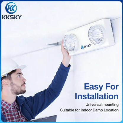 Easy installation of KKSKY twin head emergency light, universal wall mounting, suitable for indoor damp location