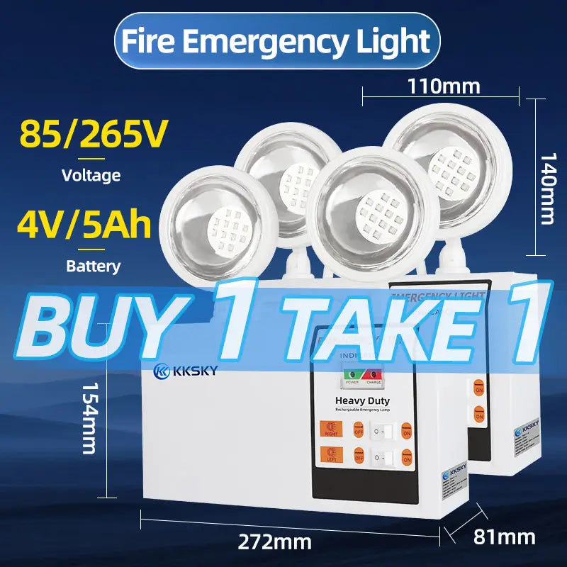Buy 1 Take 1 promo KKSKY twin head fire emergency light,rechargeable LED emergency lamp 85-265V 4V 5Ah