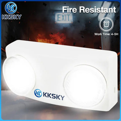 Fire resistant KKSKY twin head LED emergency light, 4-5 hours working time for fire exit emergency lighting