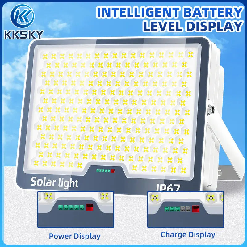 Multi-angle installation guide for KKSKY lamp with solar panel, supporting ground, wall and roof mounting with adjustable angle for optimal illumination