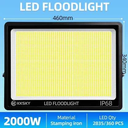 KKSKY 2000W Electric LED Flood Light Outdoor Waterproof IP68, full size specification, stamping iron large power outdoor flood lamp