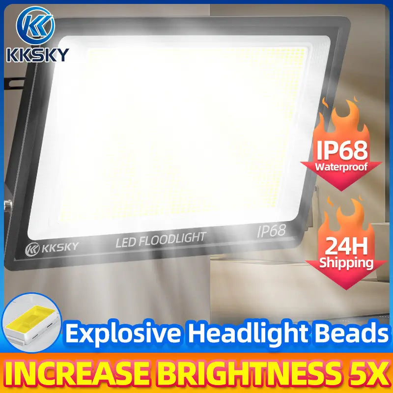 KKSKY IP68 waterproof LED floodlight, 5 times brighter explosive led beads outdoor wall light