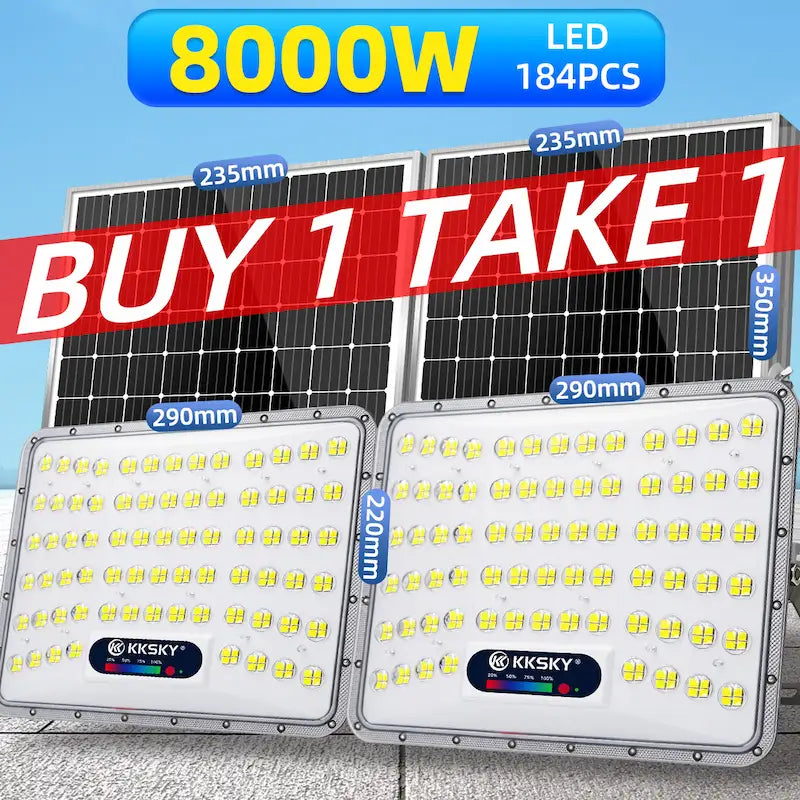 KKSKY 8000W solar flood light buy 1 take 1 promo bundle, 184PCS LED split solar floodlight outdoor LED street light for Philippine outdoor use