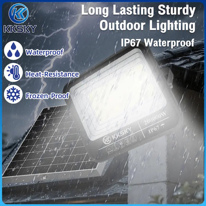 KKSKY solar outdoor flood light IP67 waterproof, heat-resistant and frozen-proof for long lasting outdoor lighting