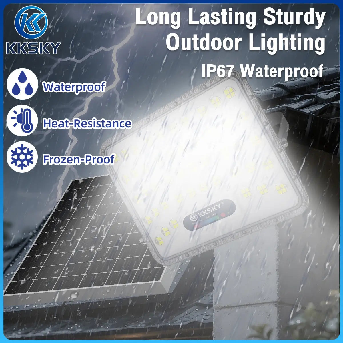 KKSKY heavy duty solar flood light IP67 waterproof, heat-resistant and frozen-proof, rainproof outdoor LED street light for Philippine weather