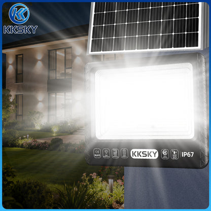 Night lighting effect of KKSKY IP67 waterproof solar led flood lamp for backyard garden patio home outdoor use