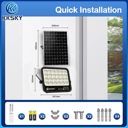 KKSKY solar light outdoor quick installation guide, product dimension and full mounting accessories kit solar street lamp