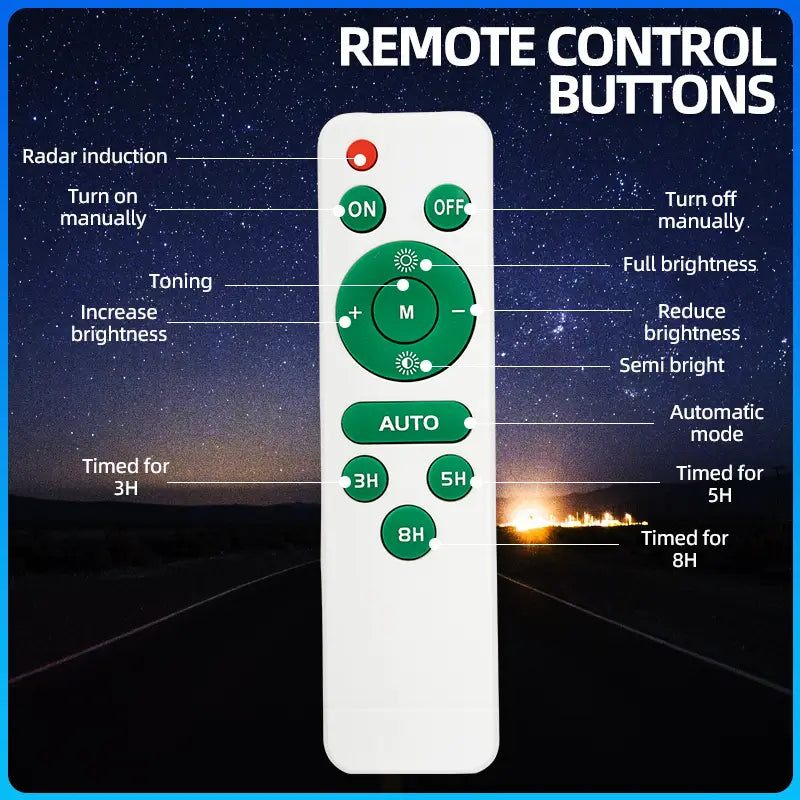 KKSKY solar flood light remote control settings radar induction timer auto mode dimmable outdoor lamp