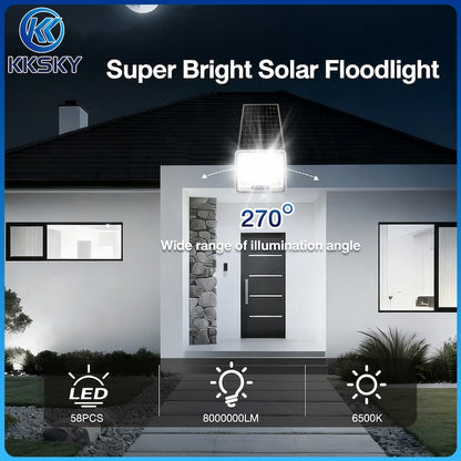 KKSKY Solar Lights Outdoor Waterproof IP67 Heavy Duty Solar Street Lights LED Floodlight, 270° wide illumination angle, super bright night garden outdoor lighting