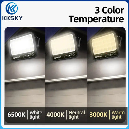 KKSKY solar flood light 3 color temperature 6500K cool white 4000K neutral 3000K warm light adjustable outdoor solar street lamp