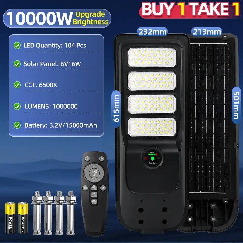KKSKY 10000W solar street light buy 1 take 1 deal, radar motion sensor solar LED street light for driveway