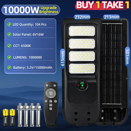 KKSKY 10000W solar street light buy 1 take 1 deal, radar motion sensor solar LED street light for driveway