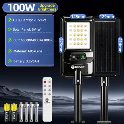 500W KKSKY solar street light specs sheet, adjustable 3 CCT,PIR radar sensor, outdoor heavy duty solar street lamp