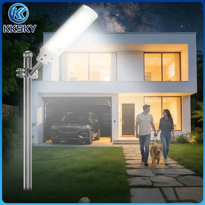 KKSKY solar street light heavy duty IP67 waterproof outdoor flood lighting, pole mounted for villa driveway, security lighting for house yard