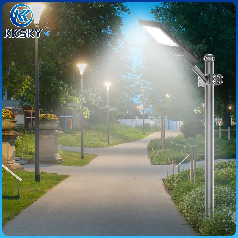 KKSKY heavy duty waterproof solar street light,mounted on pole,lighting garden pathway at night,outdoor solar LED lamp