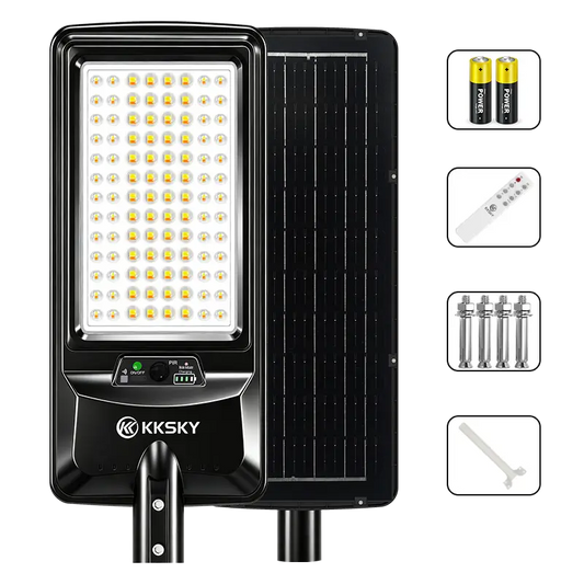 KKSKY solar street light all-in-one unit, package accessories:remote control,rechargeable batteries,mounting screws and bracket
