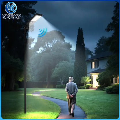 KKSKY Solar Street Light Outdoor Waterproof Heavy‑Duty PIR motion sensor lamp, human body sensing for backyard garden pathway