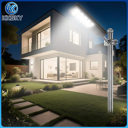 KKSKY all in one solar street light with complete accessories: remote control, mounting bolts, batteries and bracket
