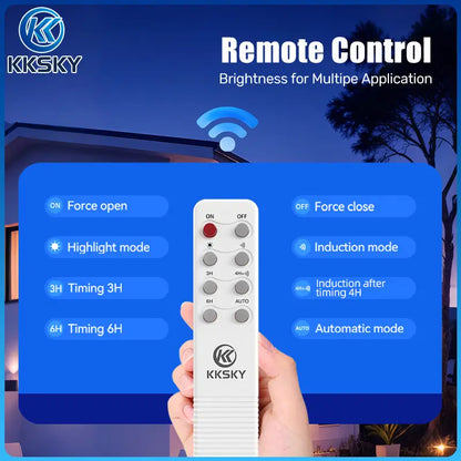 KKSKY Solar Street Light Outdoor Waterproof Heavy‑Duty remote controller, multiple working modes, timing setting, induction and auto mode