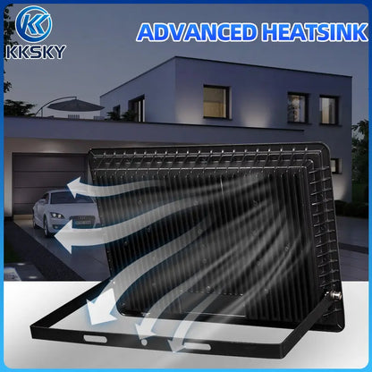 KKSKY advanced heatsink back view of electric LED Flood Light Outdoor Waterproof, good heat dissipation for long working hours exterior flood lamp
