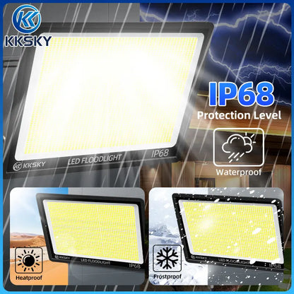 KKSKY IP68 Waterproof LED Flood Light Outdoor, heatproof and frostproof electric flood lamp for rainy snowy hot weather outdoor use