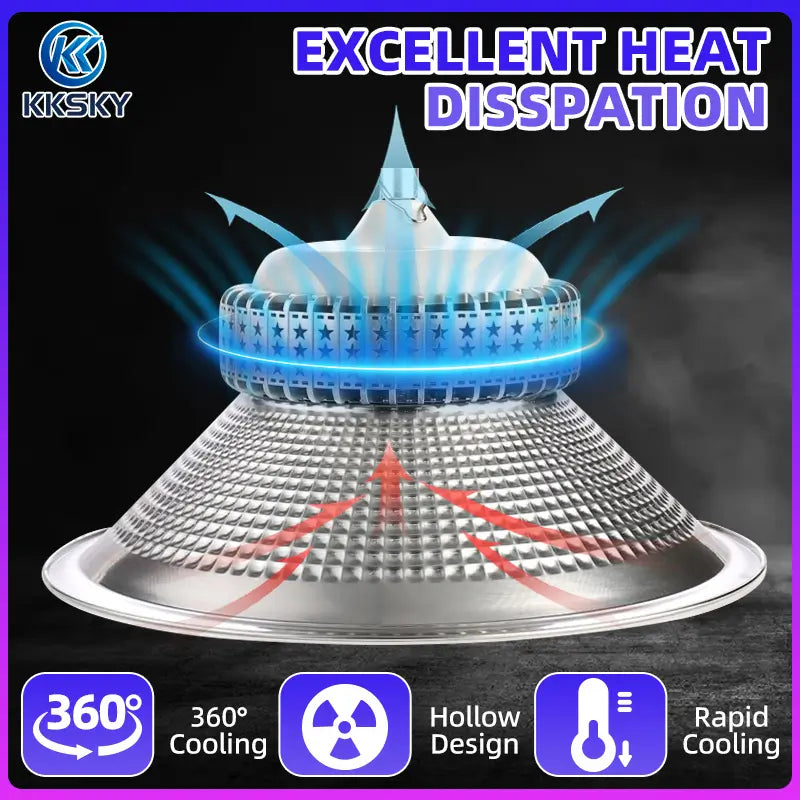 LED high bay light excellent heat dissipation 360 degree hollow cooling finned radiator industrial lamp