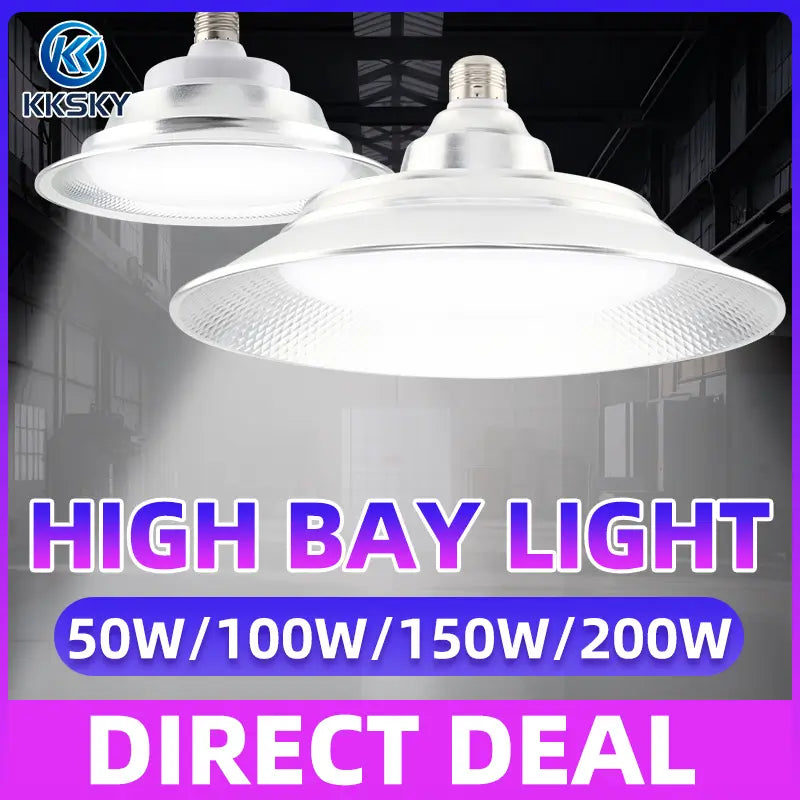 KKSKY IP65 Waterproof LED High Bay Light 50W 100W 150W 200W industrial power ceiling bulb for warehouse factory
