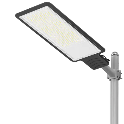 Pole‑mount led street light fixture, black housing, high brightness led chips, outdoor road parking lot lamp, white background product image