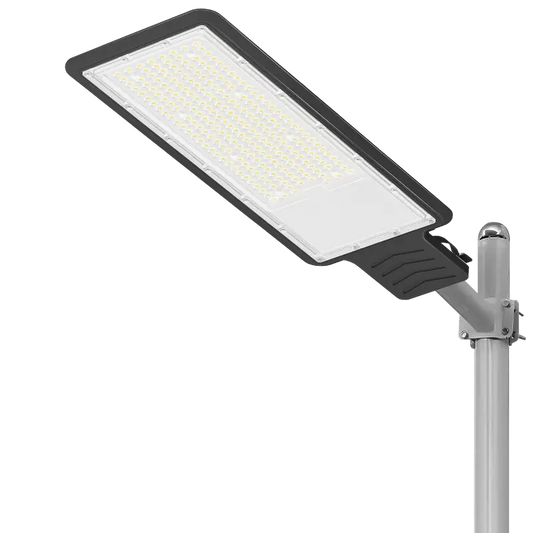 Pole‑mount led street light fixture, black housing, high brightness led chips, outdoor road parking lot lamp, white background product image