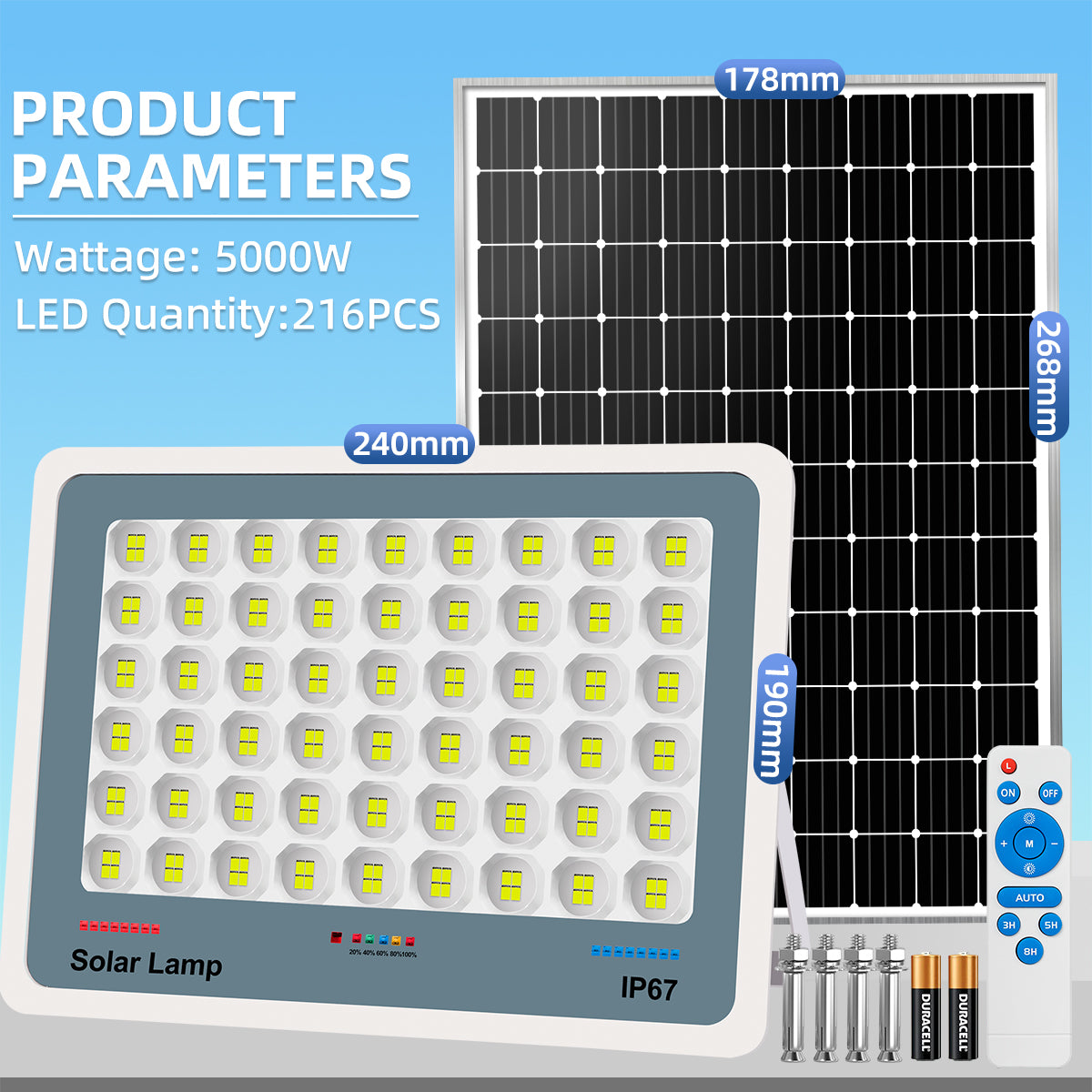 KKSKY Solar Light Outdoor Waterproof LED Flood Street Lights 10000W Original With Solar Panel Remote