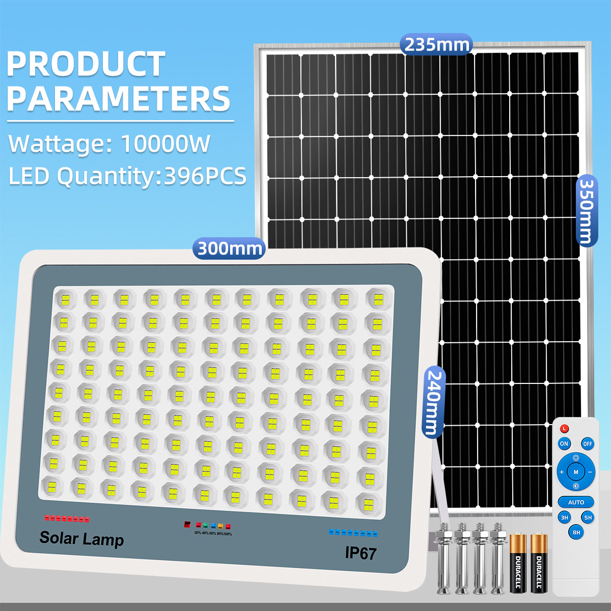 KKSKY Solar Light Outdoor Waterproof LED Flood Street Lights 10000W Original With Solar Panel Remote