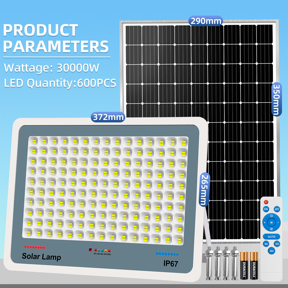 KKSKY Solar Light Outdoor Waterproof LED Flood Street Lights 10000W Original With Solar Panel Remote