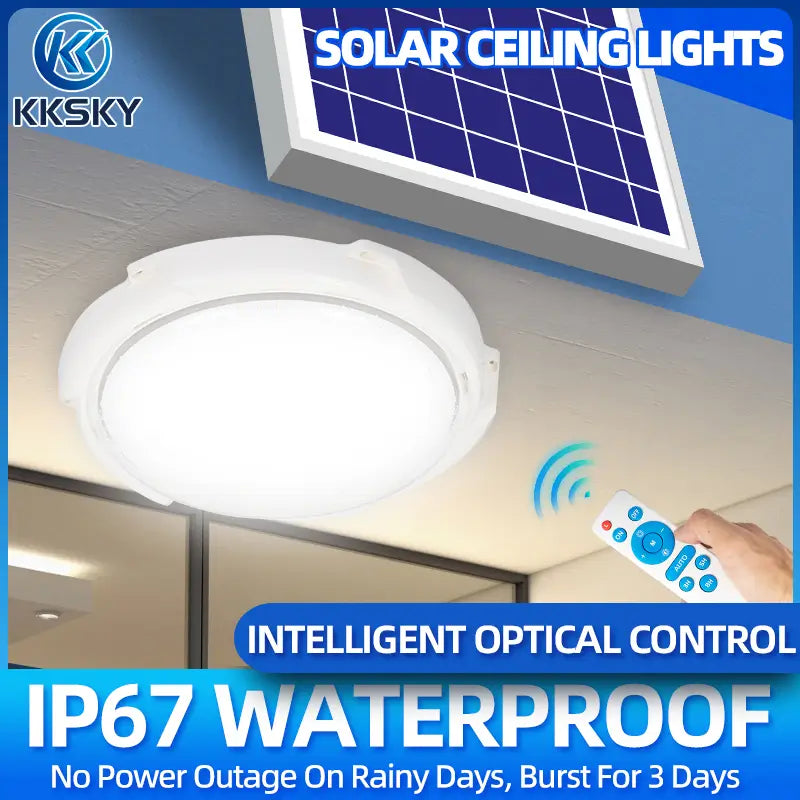 KKSKY Solar ceiling light indoor LED waterproof with solar panel and remote control