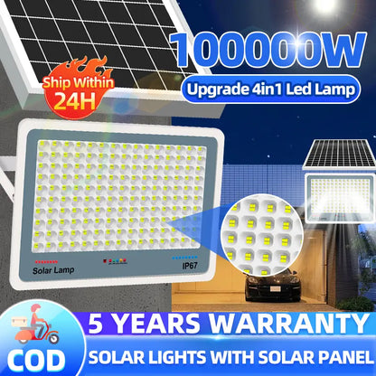 Solar light outdoor waterproof IP67 LED flood street light with separate solar panel, 4in1 upgrade solar lamp for Philippines, COD available