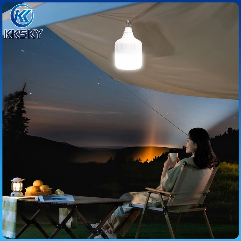 KKSKY solar hanging LED bulb hung under camping tent, portable waterproof solar light for outdoor camping, patio and emergency lighting in the Philippines