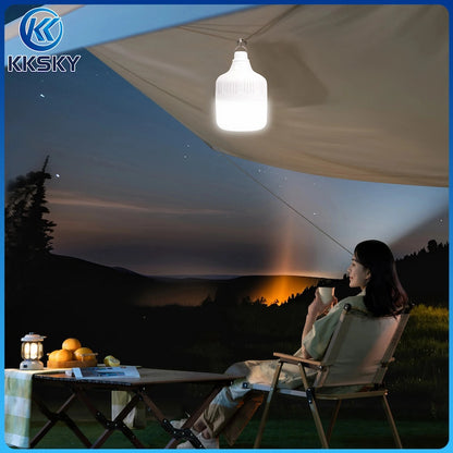 KKSKY solar hanging LED bulb hung under camping tent, portable waterproof solar light for outdoor camping, patio and emergency lighting in the Philippines