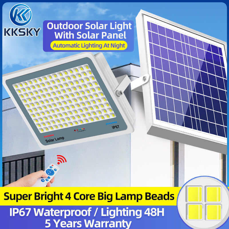 KKSKY Solar Light Outdoor Waterproof LED Flood Street Lights 10000W Original With Solar Panel Remote