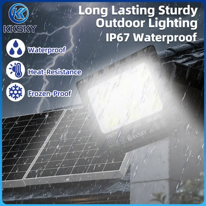 Solar Lights Outdoor LED Waterproof  IP67 rating, rainproof lightning‑proof heat‑resistant freeze‑proof outdoor solar flood light