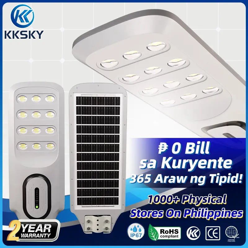 KKSKY LED solar street light with 2-year warranty and solar panel for outdoor lighting