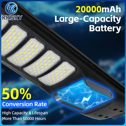 KKSKY solar street light 20000mAh large capacity battery, high solar conversion rate, long lifespan 50000 hours