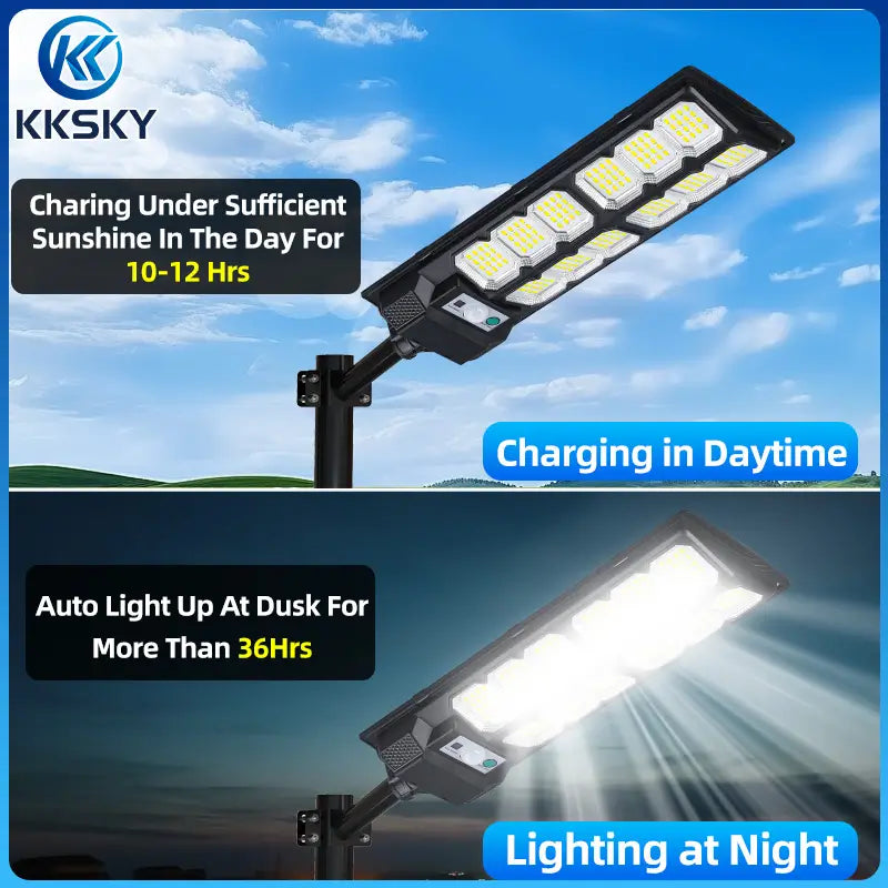 Solar street light daytime charging, dusk to dawn auto turn‑on all‑in‑one outdoor LED lamp