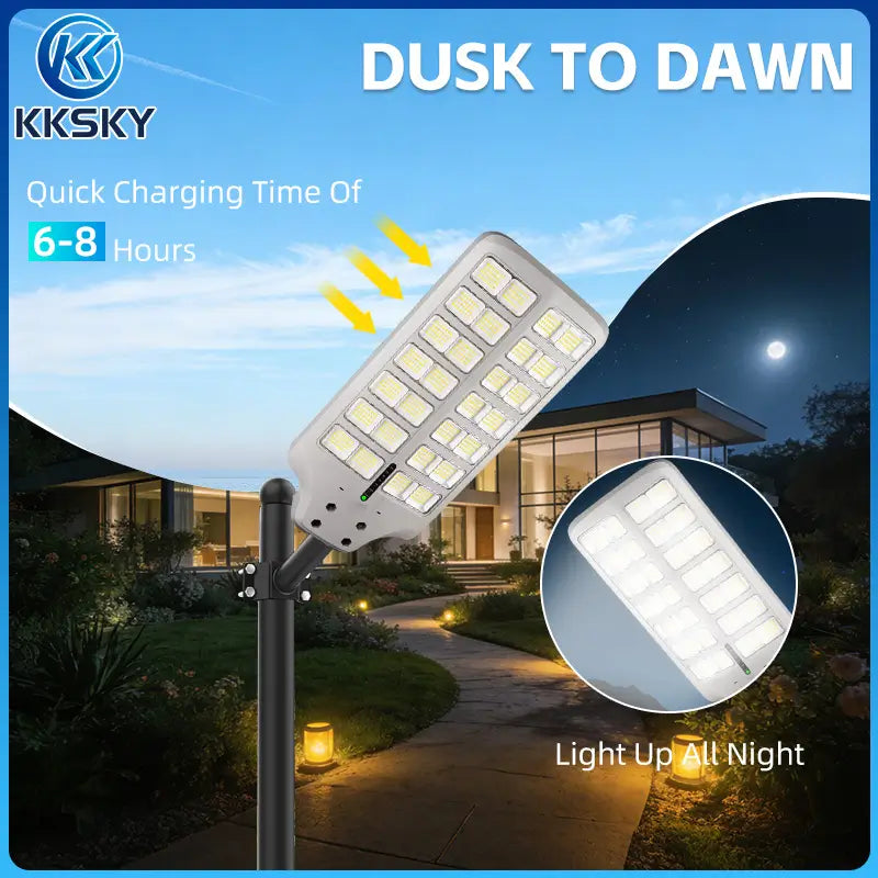 Dusk to dawn solar street light, 6-8 hours quick solar charging, all night outdoor lighting for home garden villa