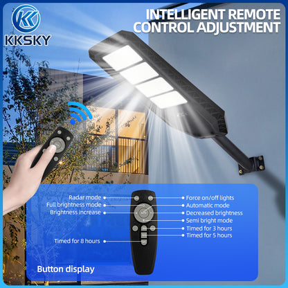 solar street light intelligent remote control timing brightness auto mode outdoor led street lamp