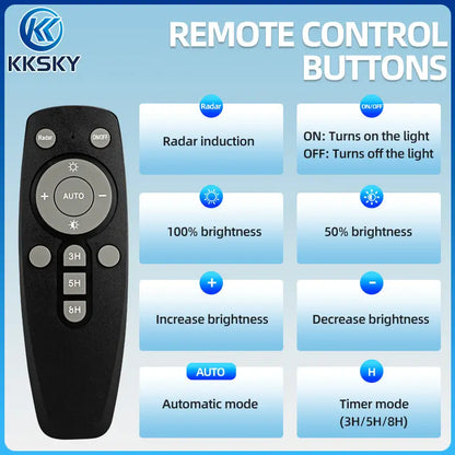 Remote control buttons for solar street light, radar sensor, brightness adjust, auto mode and timer setting 3H 5H 8H outdoor solar lamp