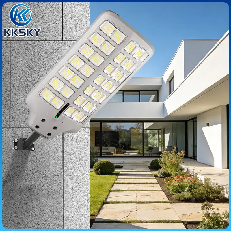 Heavy duty solar street light wall mounted on house exterior, outdoor solar lamp for garden backyard compound lighting