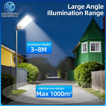 Wide angle solar street light, max 1000㎡ illumination area, installation height 3-8 meters for road driveway parking lot