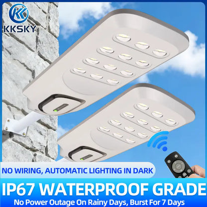 KKSKY solar street light with automatic dusk-to-dawn lighting and IP67 waterproof design