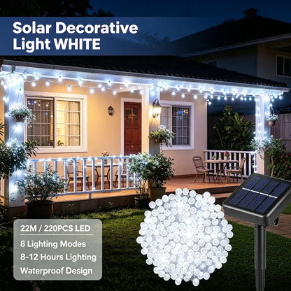 KKSKY 22M 220LED cool white solar fairy string lights,waterproof festive home outdoor night decoration